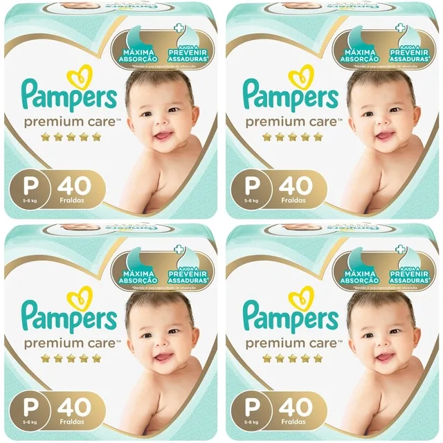 Kit 4 Fraldas Pampers Premium Care Pacote C/40 Unidades cada