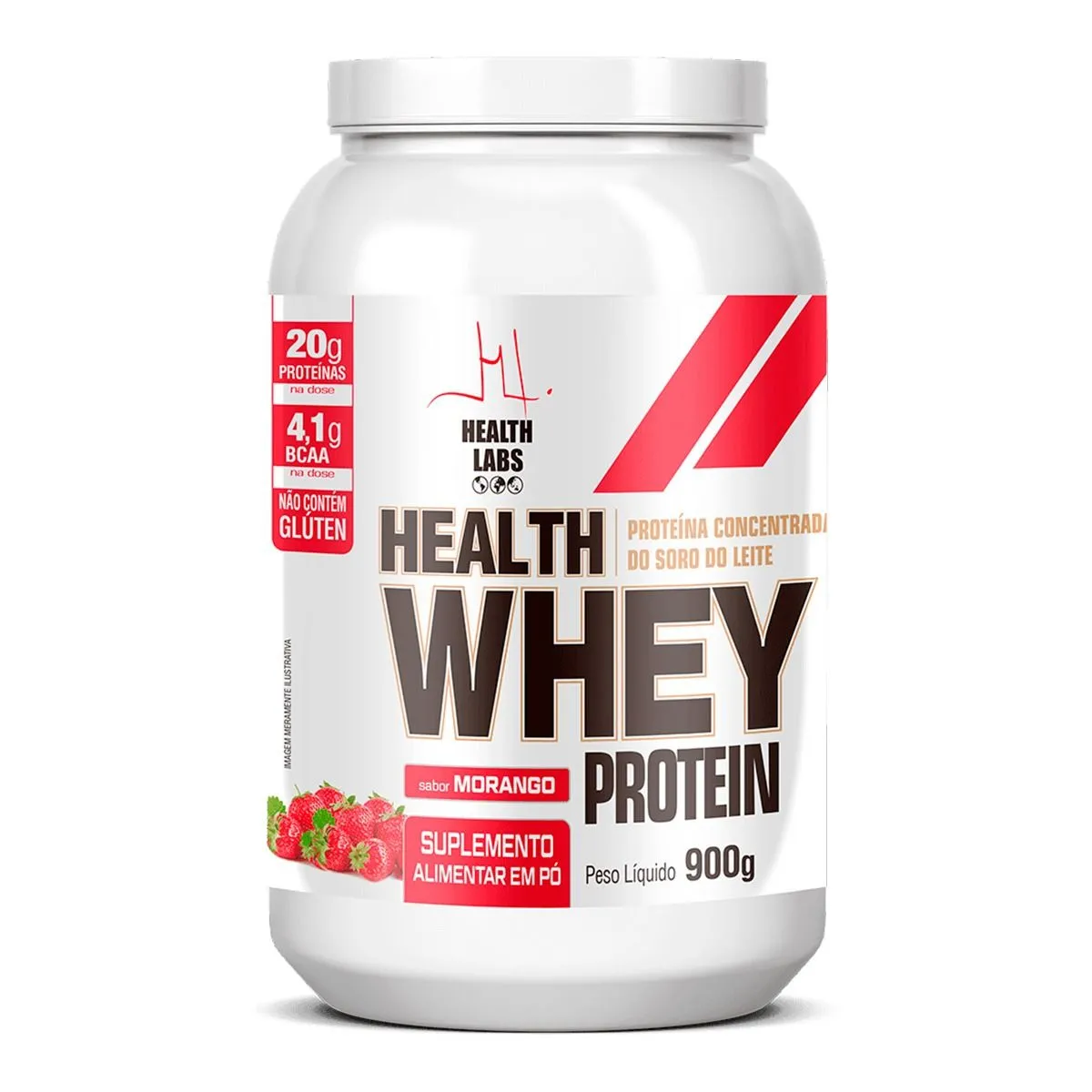Health Whey Protein Morango 900g Health Labs