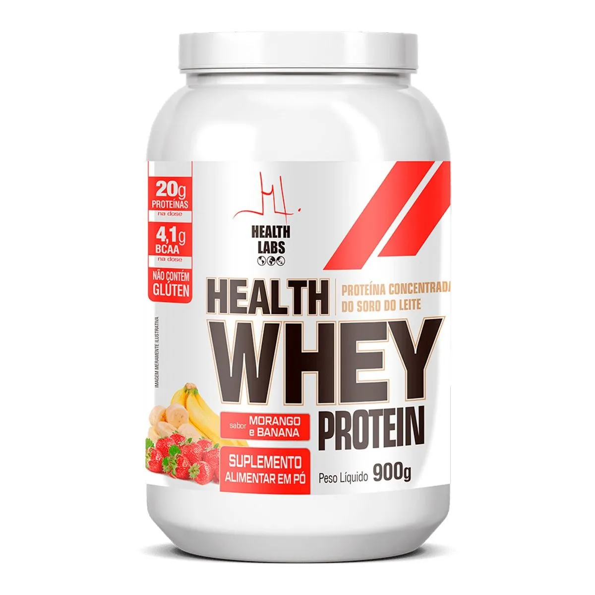 Health Whey Protein Morango e Banana 900g Health Labs