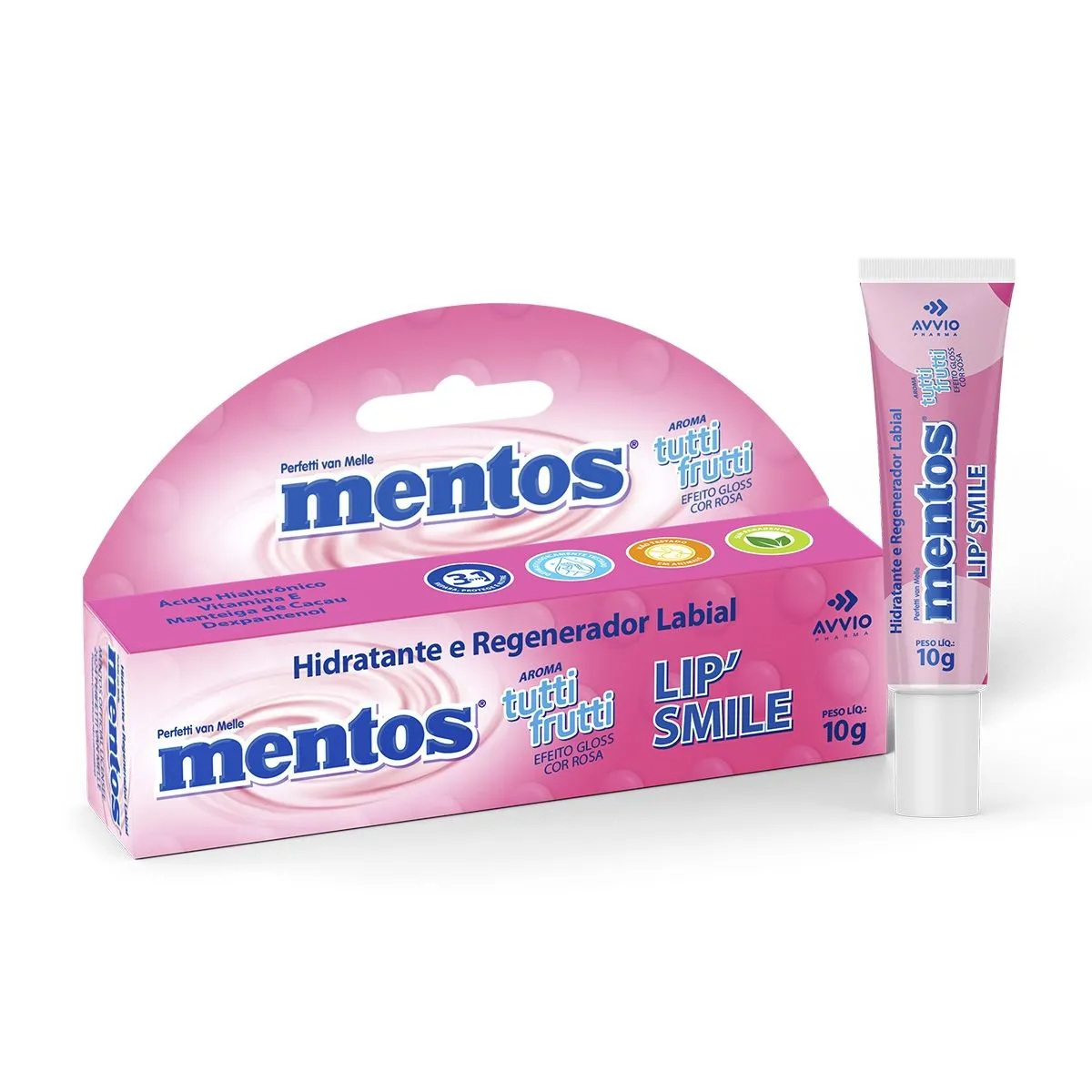 Hidratante E Regenerador Labial Lip'Smile Tutti-frutti Efeito Gloss Cor Rosa 10g Mentos