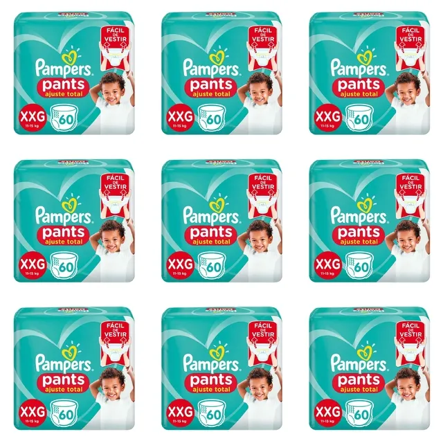 Kit 9 Fraldas Confortsec Pants ”Xxg” Pampers c/60 Unidades cada