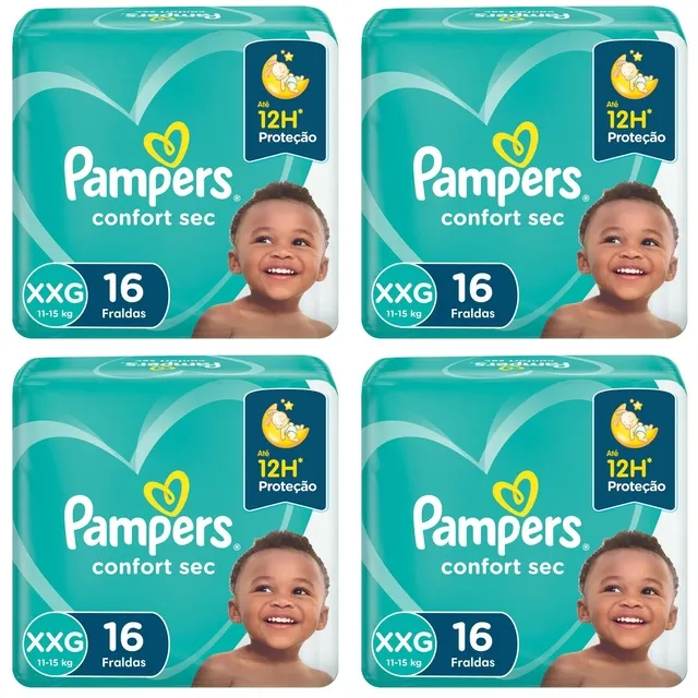 Kit 4 Fraldas Pampers Conforte Sec Xxg 16 Unidades cada