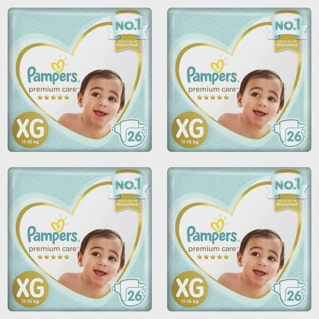 Kit 4 Fraldas Pampers P/Care Xg 26 Unidades cada