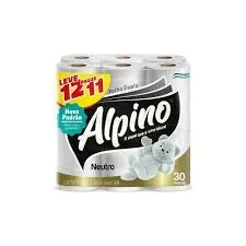 Papel Higiênico Alpino Folha Dupla Neutro 30M c/ 12 Unidades