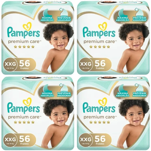 Kit 4 Fraldas Pampers Premium Care Xxg 56 Unidades cada