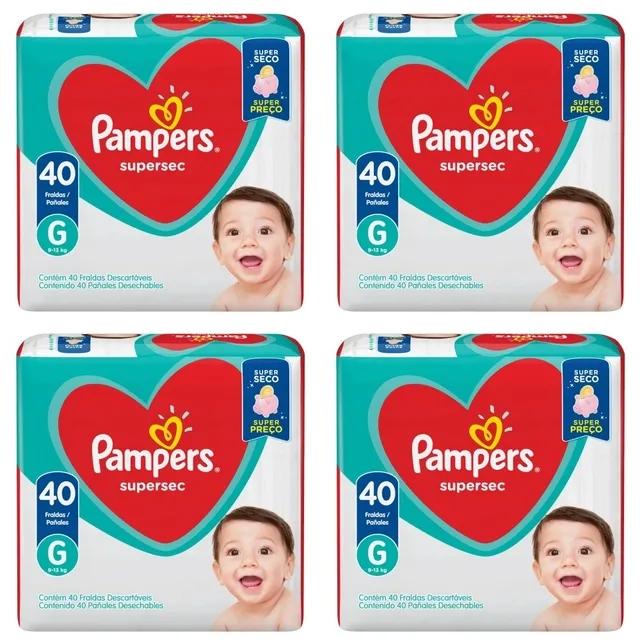 Kit 4 Fraldas Pampers Super Sec "G" Com 40 Unidades cada