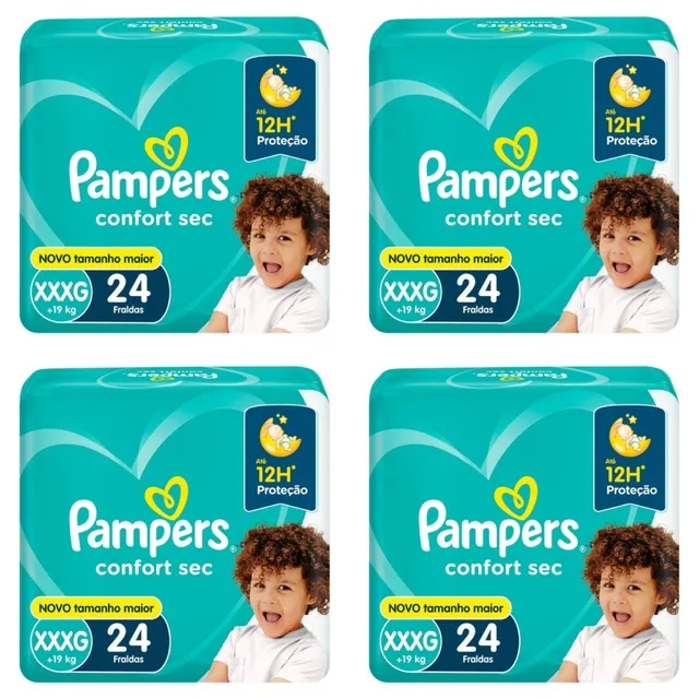 Kit 4 Fraldas Pampers Confort Sec Xxxg 24 Unidades cada
