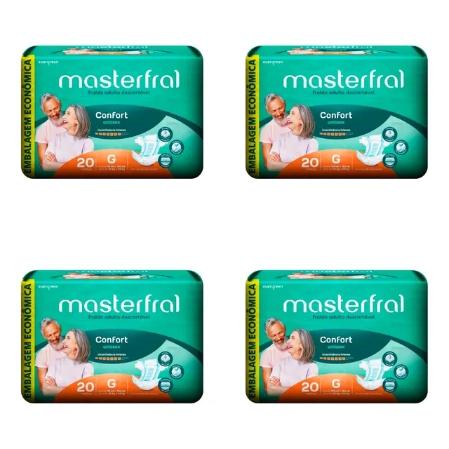 Kit 4 Fraldas Masterfral Confort Eco G c/20 Unidades cada