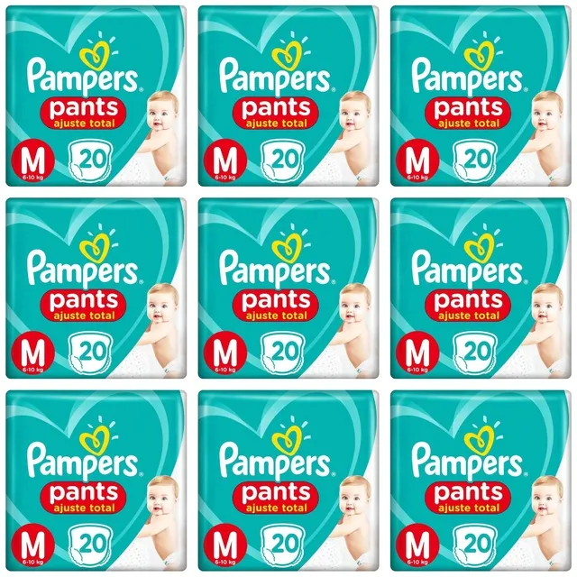 Kit 9 Fraldas Confortsec Pants ”M” Pampers Simples c/20 Unidades cada