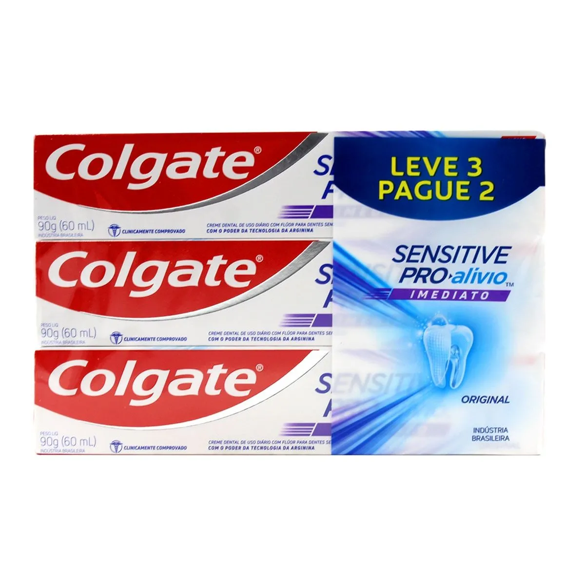 Kit Creme Dental Sensitive Pro Álivio Imediato Original 90g com 3 Unidades Colgate