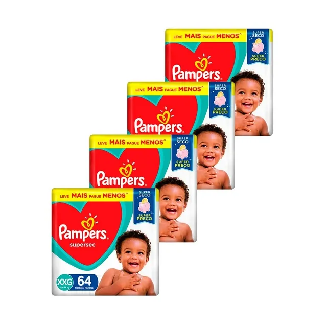 Kit 2 Fraldas Supersec ”Xxg” Pampers Simples c/64 Unidades cada