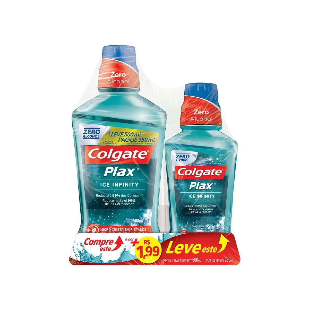 Kit Enxaguante Bucal Colgate Plax Ice Infinity 500Ml e 250Ml