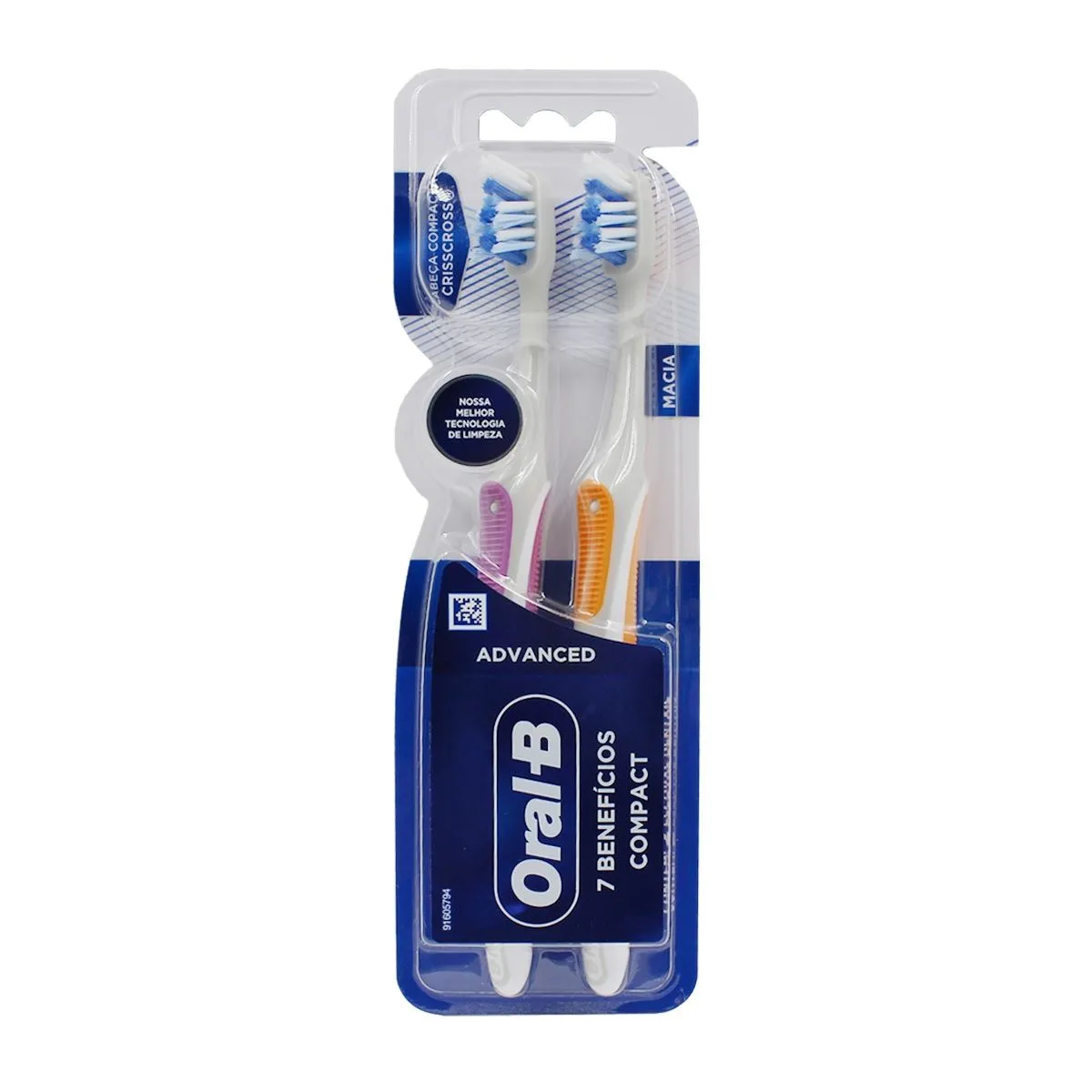 Kit Escova Dental Advanced Macia Oral-B 7 Benefícios Compact Com 2 Unidades