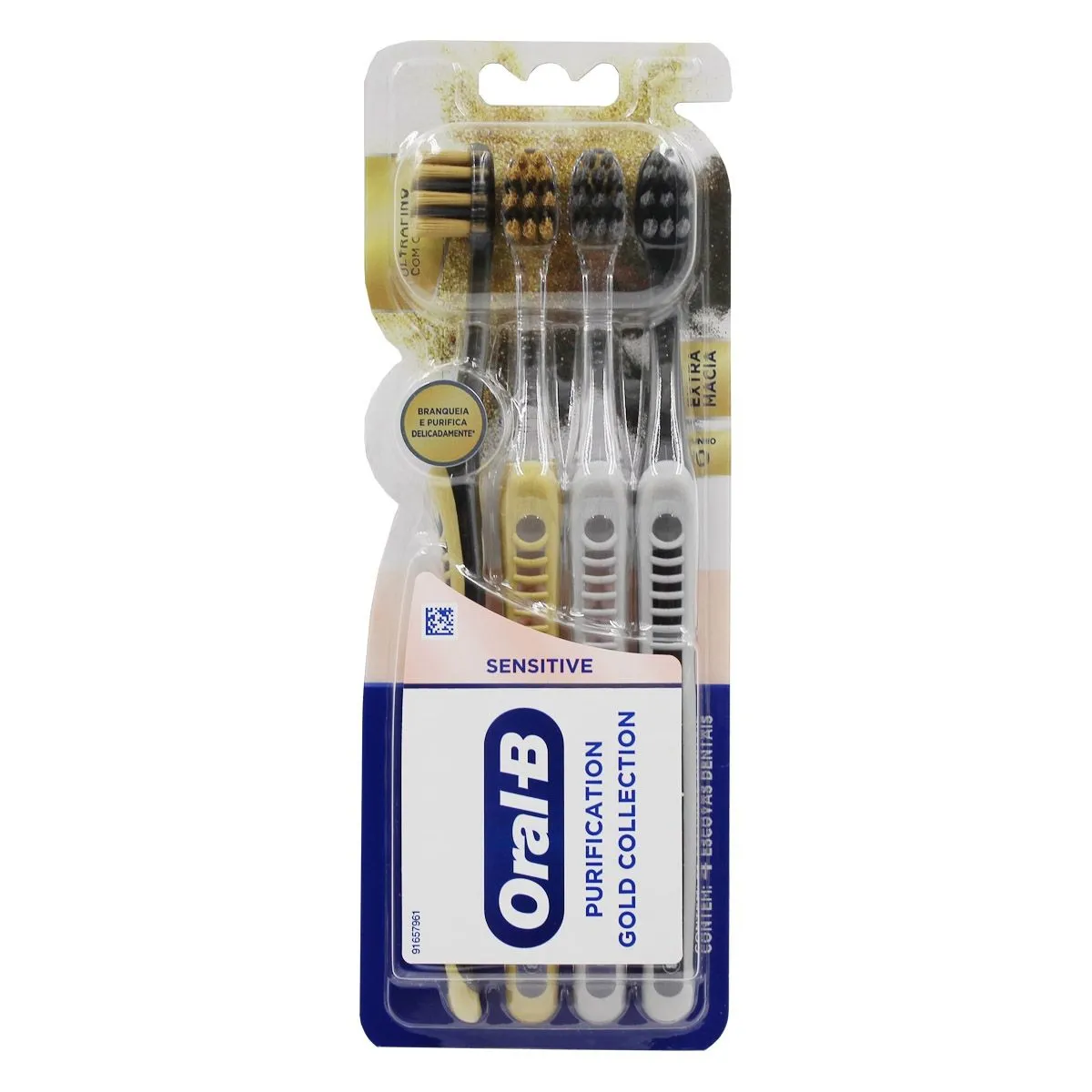 Kit Escova Dental Sensitive Extra Macia Oral-B Purification Gold Collection Com 4 Unidades