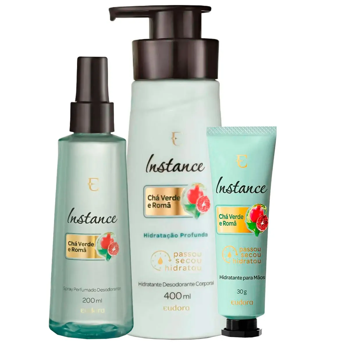 Kit Instance Hidratação Profunda + Spray Perfumado + Creme de Mãos Eudora Chá Verde e Romã