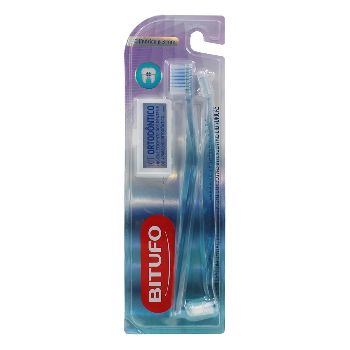 Kit Ortodôntico 1 Escova Dental   1 Escova Intertufo e 6 Escovas Interdentais Cilíndricas 3mm Bitufo