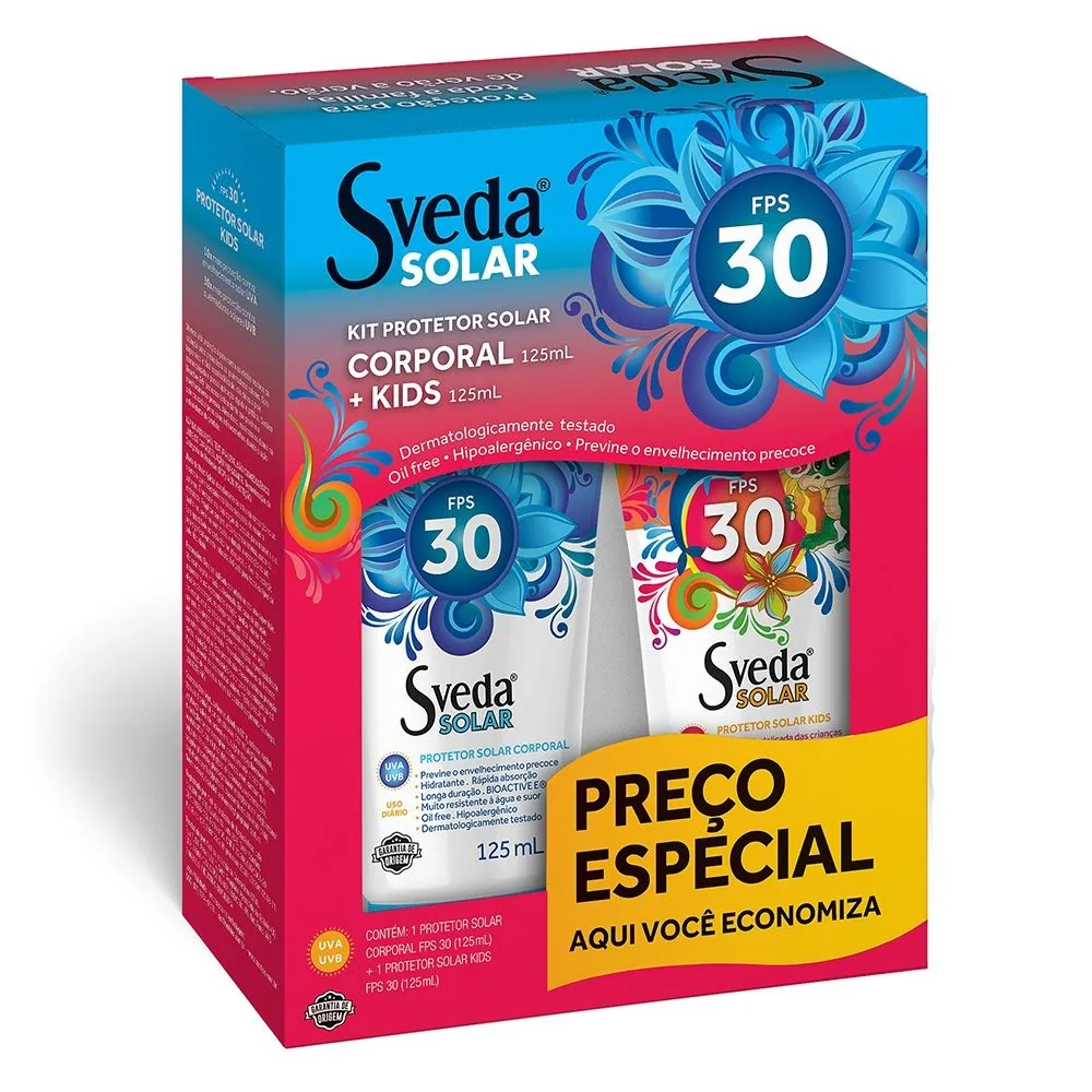 Kit Protetor Solar FPS30 125ml + Kids 125ml Sveda Solar
