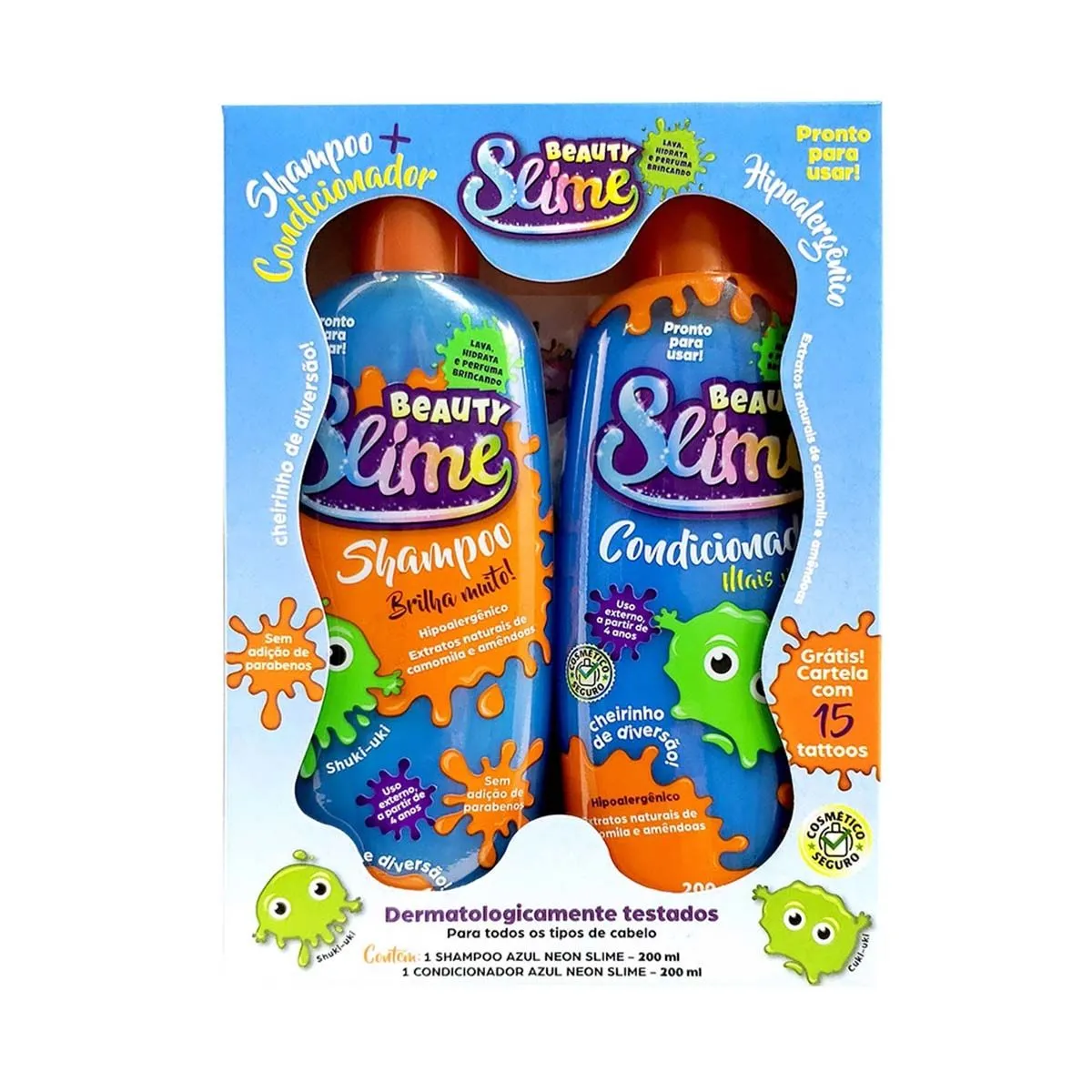 Kit Shampoo   Condicionador Beauty Slime Azul Neon 200Ml Cada