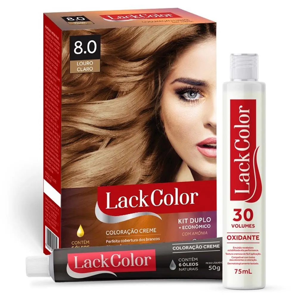 Kit Tintura Creme 8.0 Louro Claro Lack Color