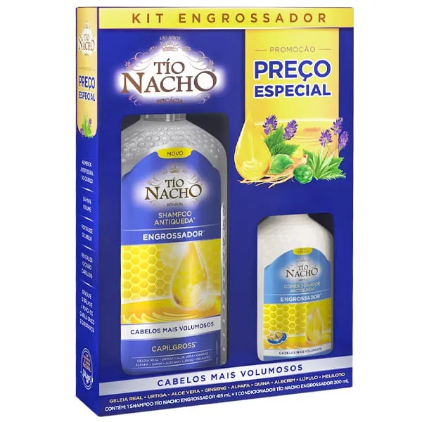 Kit Tío Nacho Antiqueda Engrossador Shampoo 415ml + Condicionador 200ml