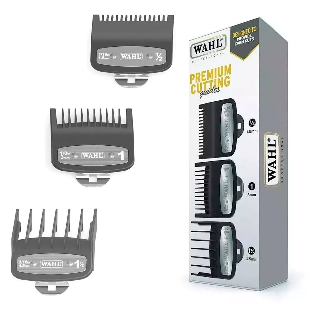 Kit 3 Pentes de Disfarce de Altura Premium Wahl 1/2 - 1 - 1,1/2 Preto