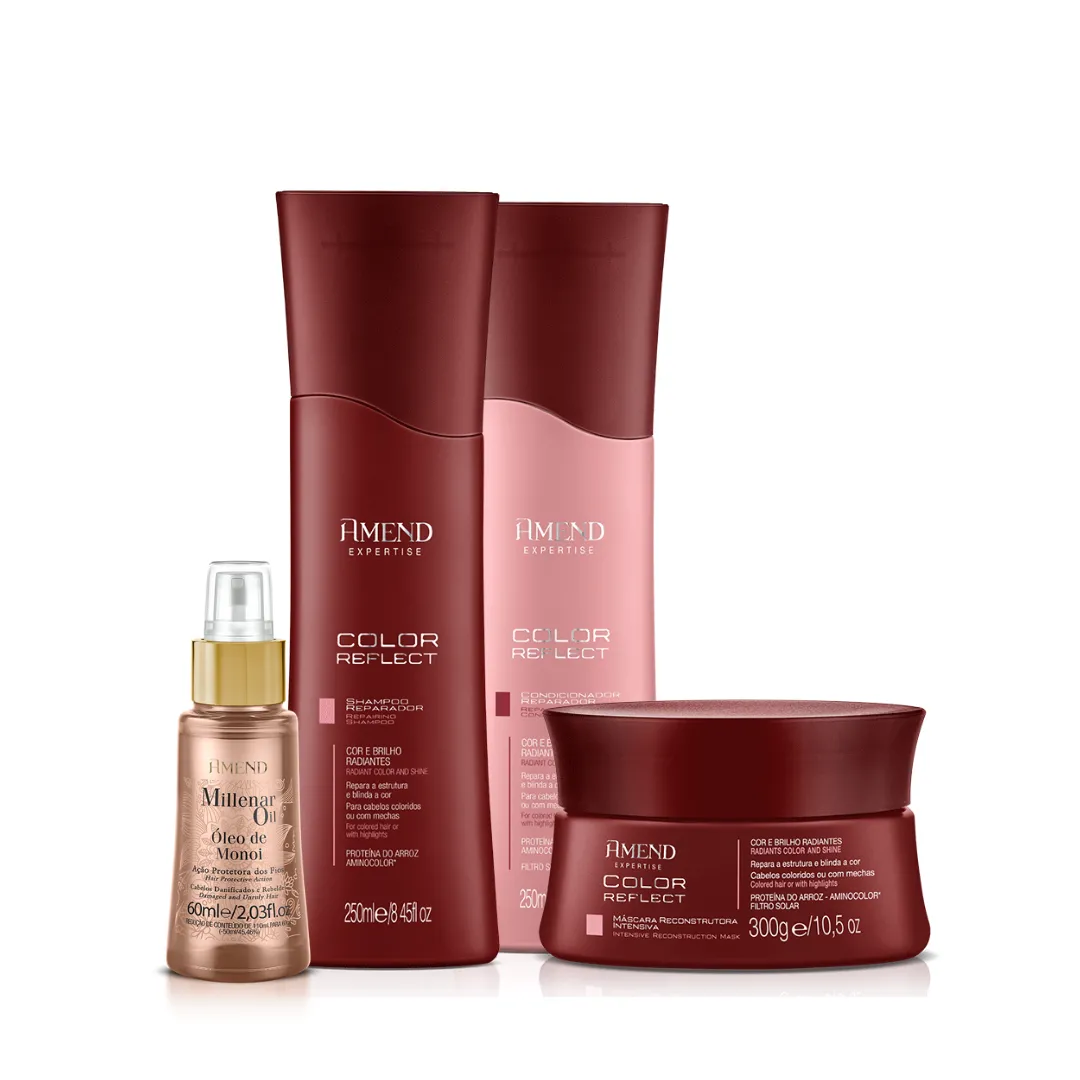 Amend Expertise Color Reflect Sh 250ml + Cond 250ml + Masc 300ml + Millenar Oil Monói 60ml | By Linda