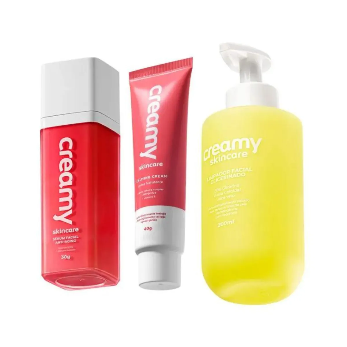 Creamy Skincare Sabonete Glicerinado + Hidratante Calming + Sérum Retinal