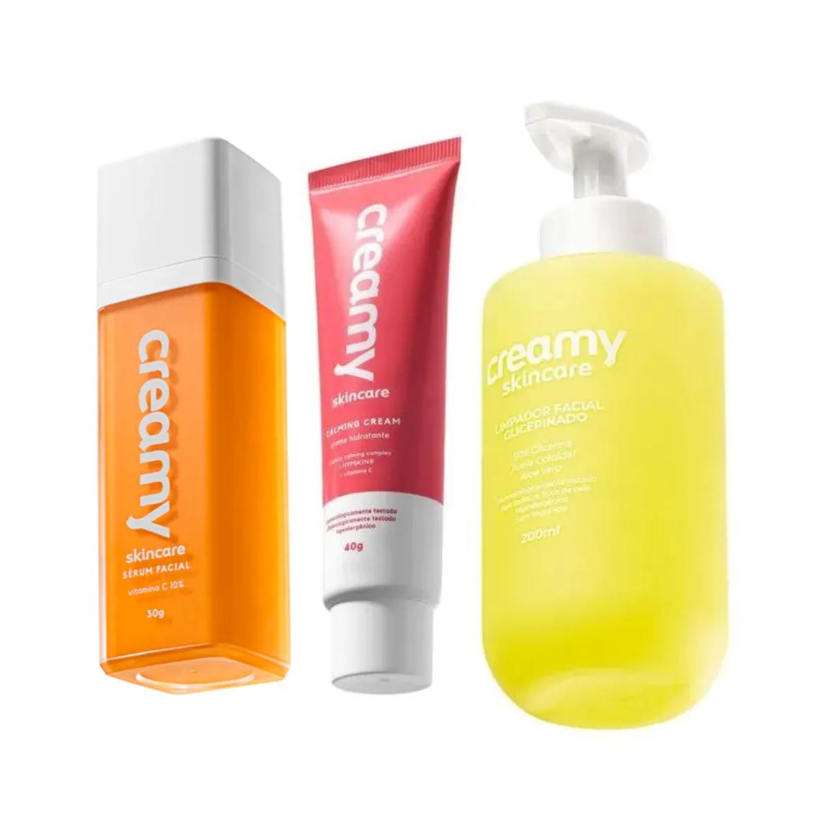 Creamy Skincare Sabonete Glicerinado + Hidratante Calming + Sérum Vitamina C