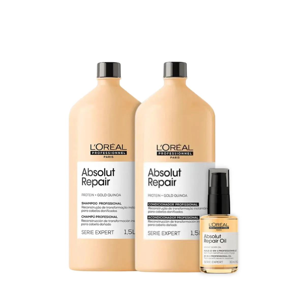 Loreal Abs Repair Gold Sh 1500ml + Cond 1500ml + Oleo 30ml