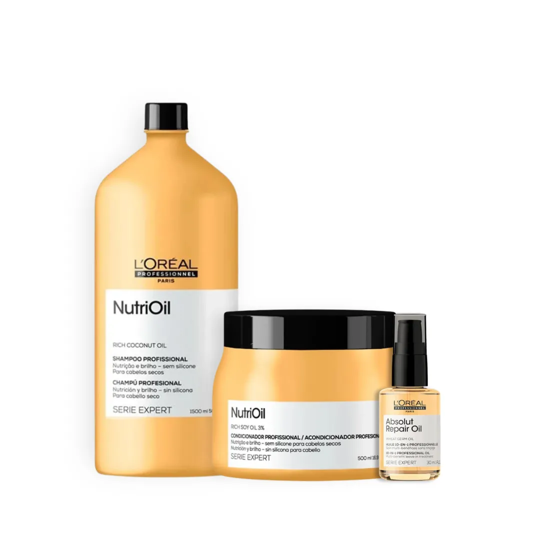Loreal NutriOil Sh 1500ml + Masc 500ml + Oleo 30ml