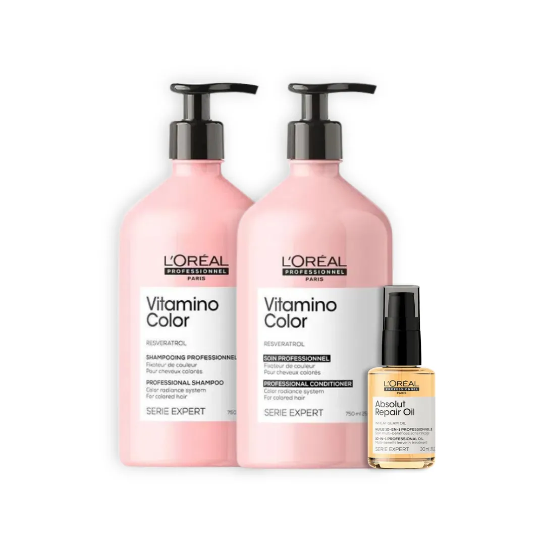Loreal Vitamino Color Sh 750ml + Cond 750ml + Oleo 30ml