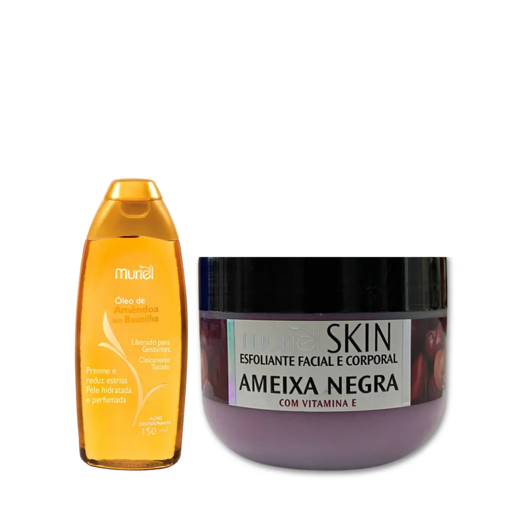 Muriel Óleo Amêndoas com Baunilha 150ml + Esfoliante Ameixa Negra 250ml