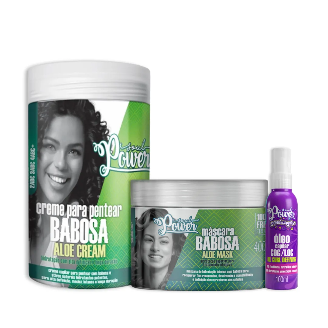 Soul Power Babosa Masc + Creme Pentear 800ml + Óleo COG/LOG