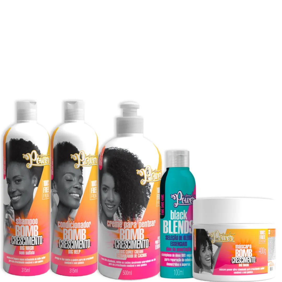 Soul Power Bomb Sh + Cond + Masc + Cpp 500ml + Blends Óleo