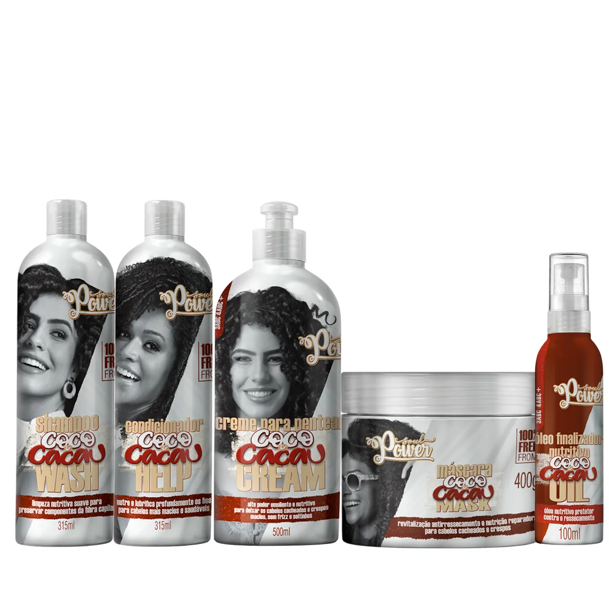 Soul Power Coco e Cacau Completo + Creme p/ Pentear 500ml + Óleo