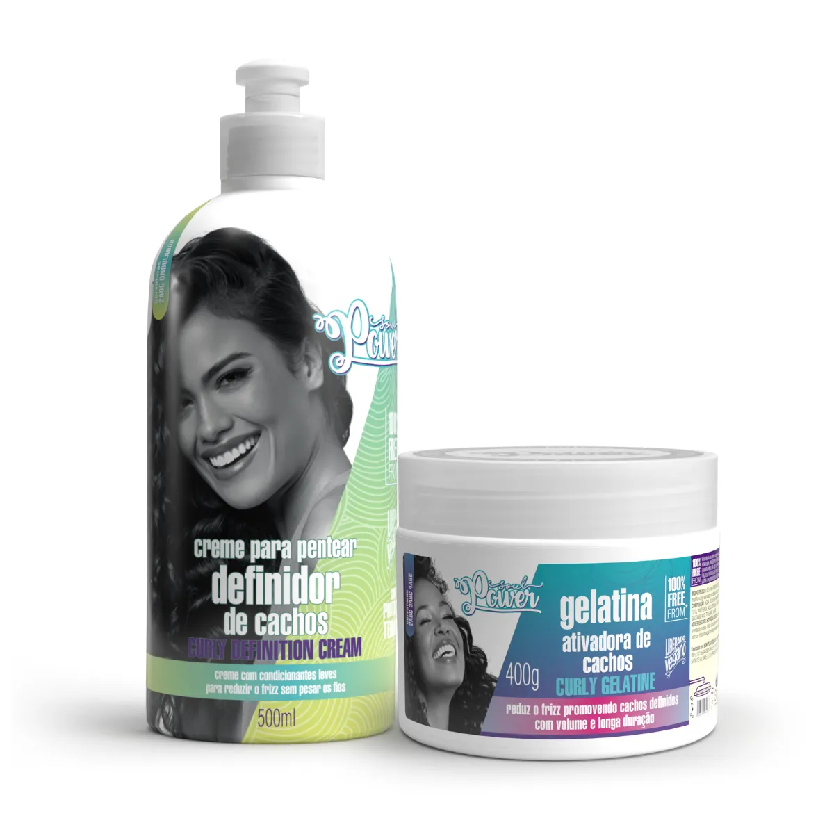 Soul Power Curly Definition Creme p/ Pentear 500ml + Gelatina