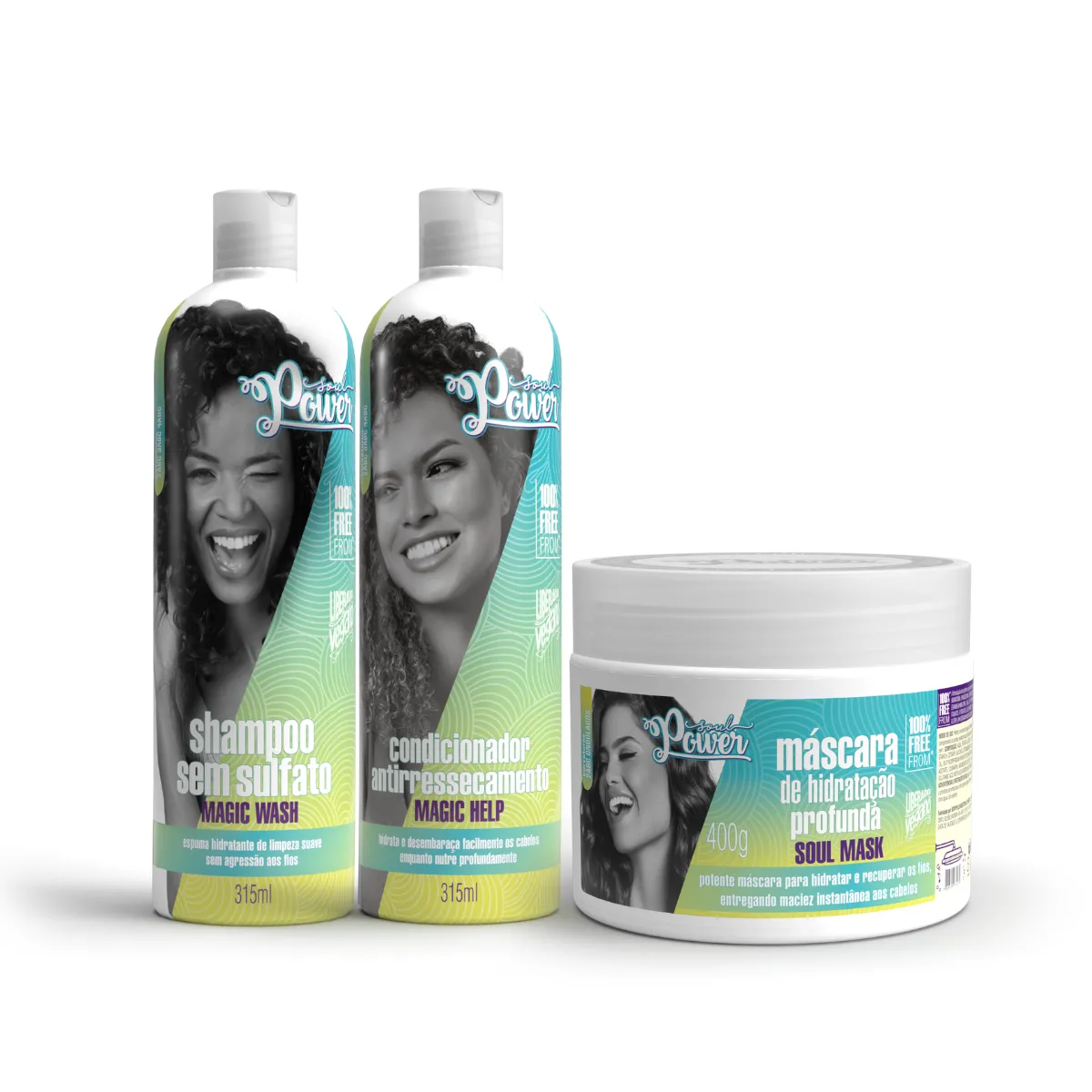 Soul Power Magic Curly Definition Shampoo + Condicionador + Masc Soul 400ml