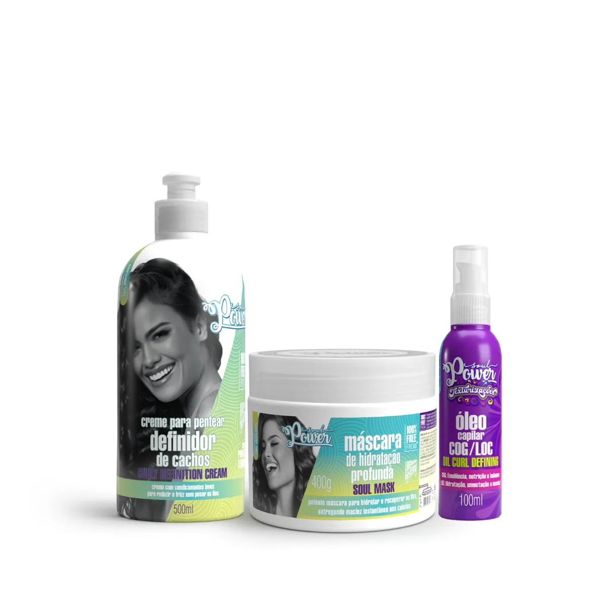 Soul Power Curly Definition Creme Pentear 500ml + Máscara + Texturizações Óleo