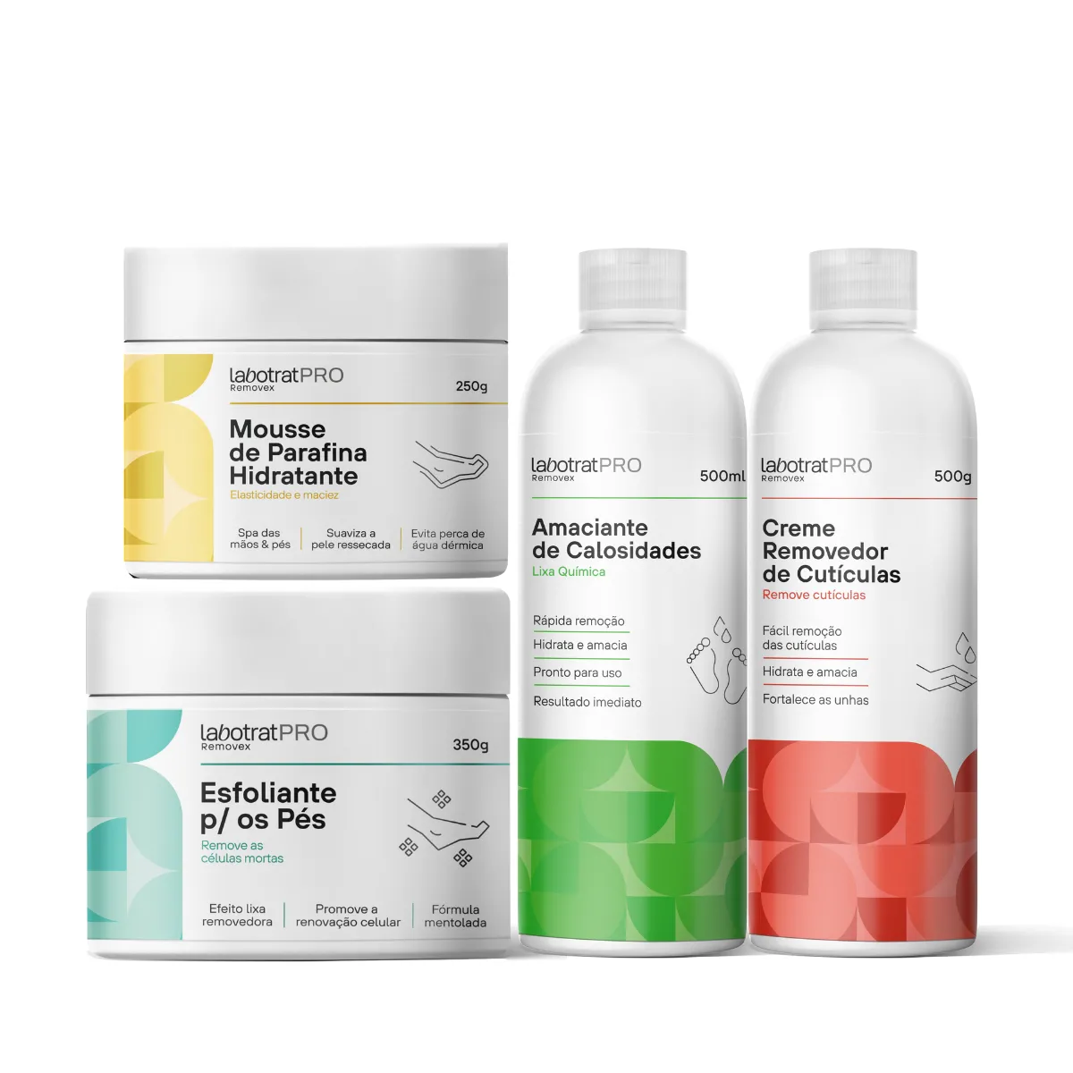 Labotrat Spa dos Pés Esfoliante + Parafina + Amaciante 500ml + Removedor 500ml