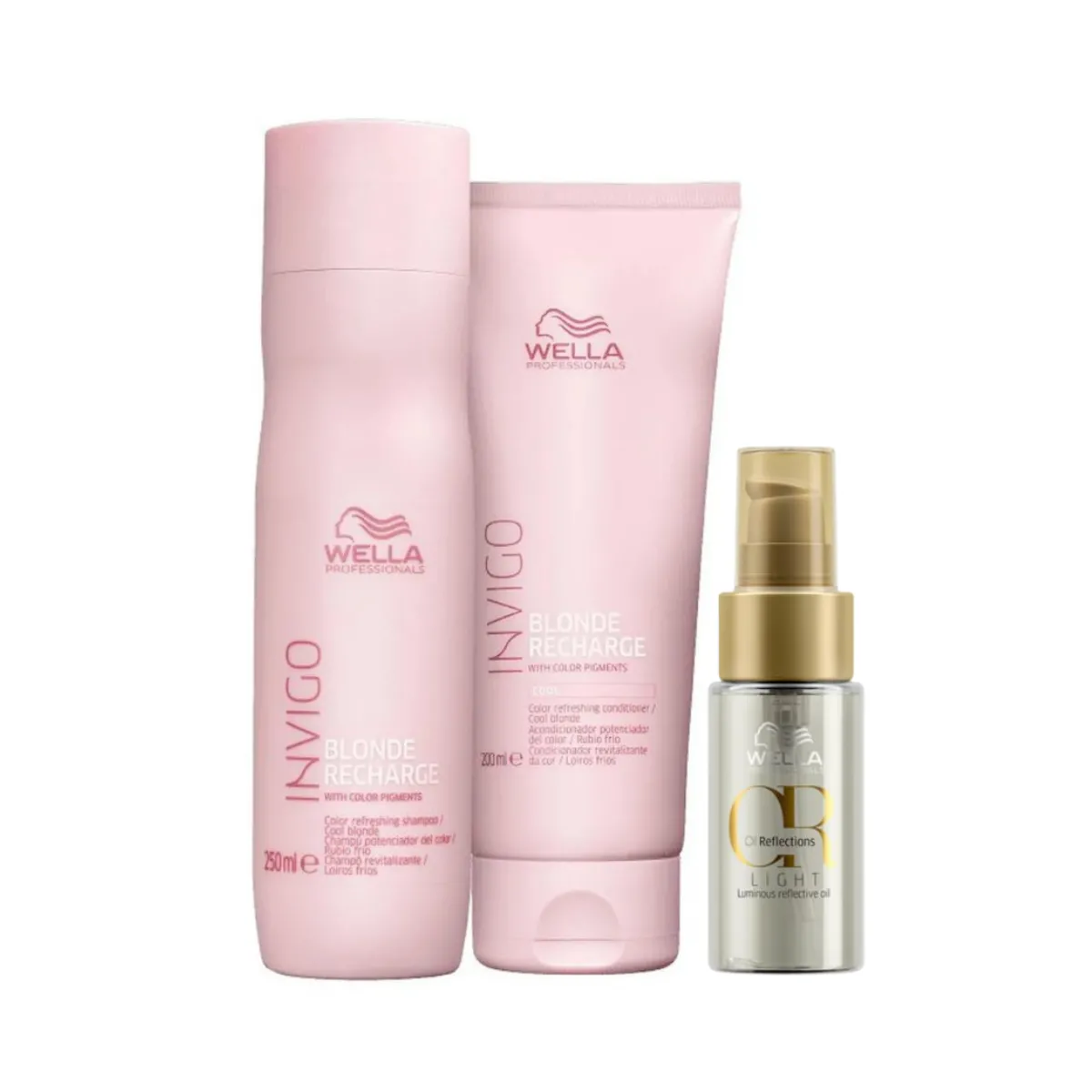 Kit Blonde Recharge Sh 250ml + Cond 200ml + Óleo Light 30ml