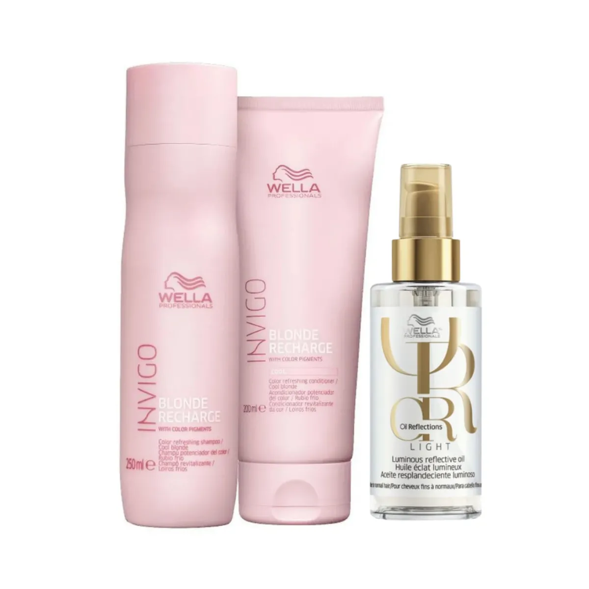 Kit Blonde Recharge Sh 250ml + Cond 200ml + Óleo Light 100ml