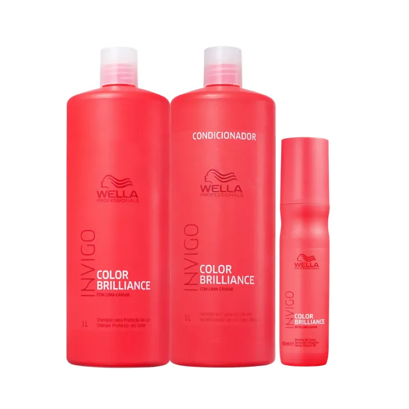 Wella Brilliance Shampoo 1L + Condicionador 1L + Leave-in