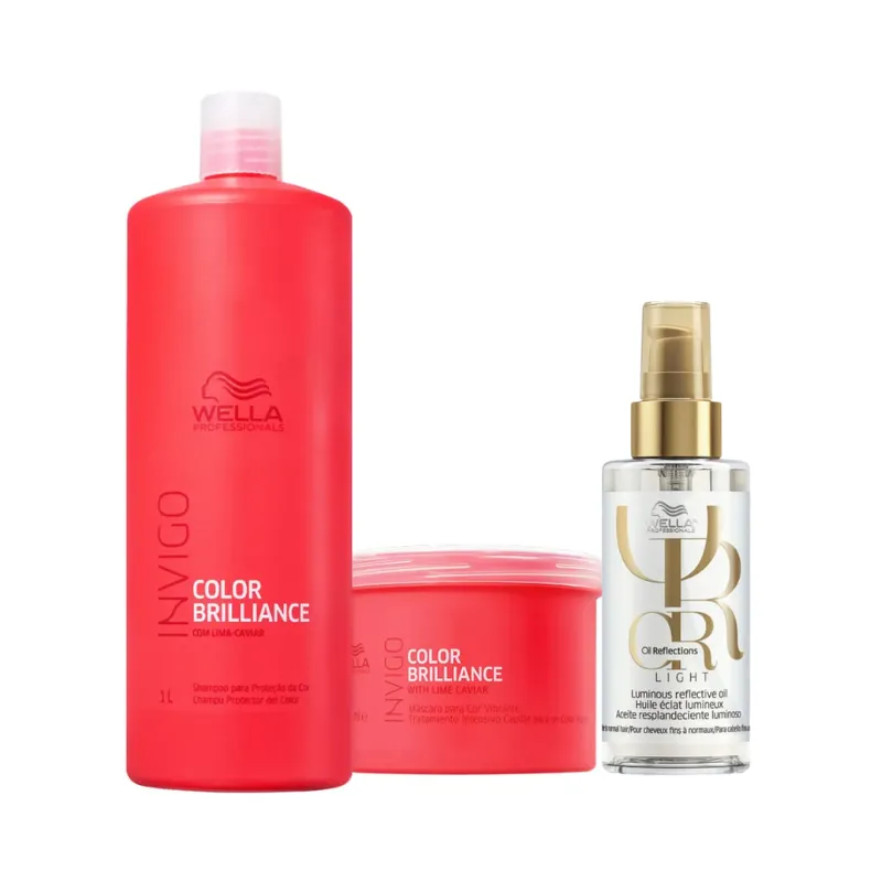Wella Brilliance Sh 1000ml + Masc 500ml + Óleo Light 100ml