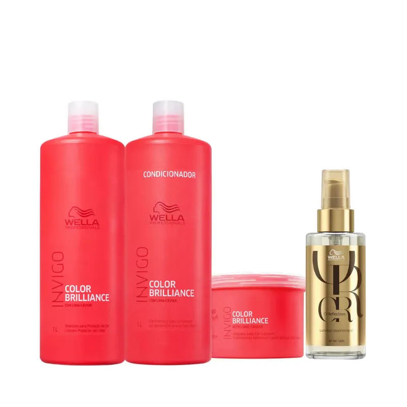 Wella Brilliance Salon Trio + Óleo 100ml | Linda Cosméticos