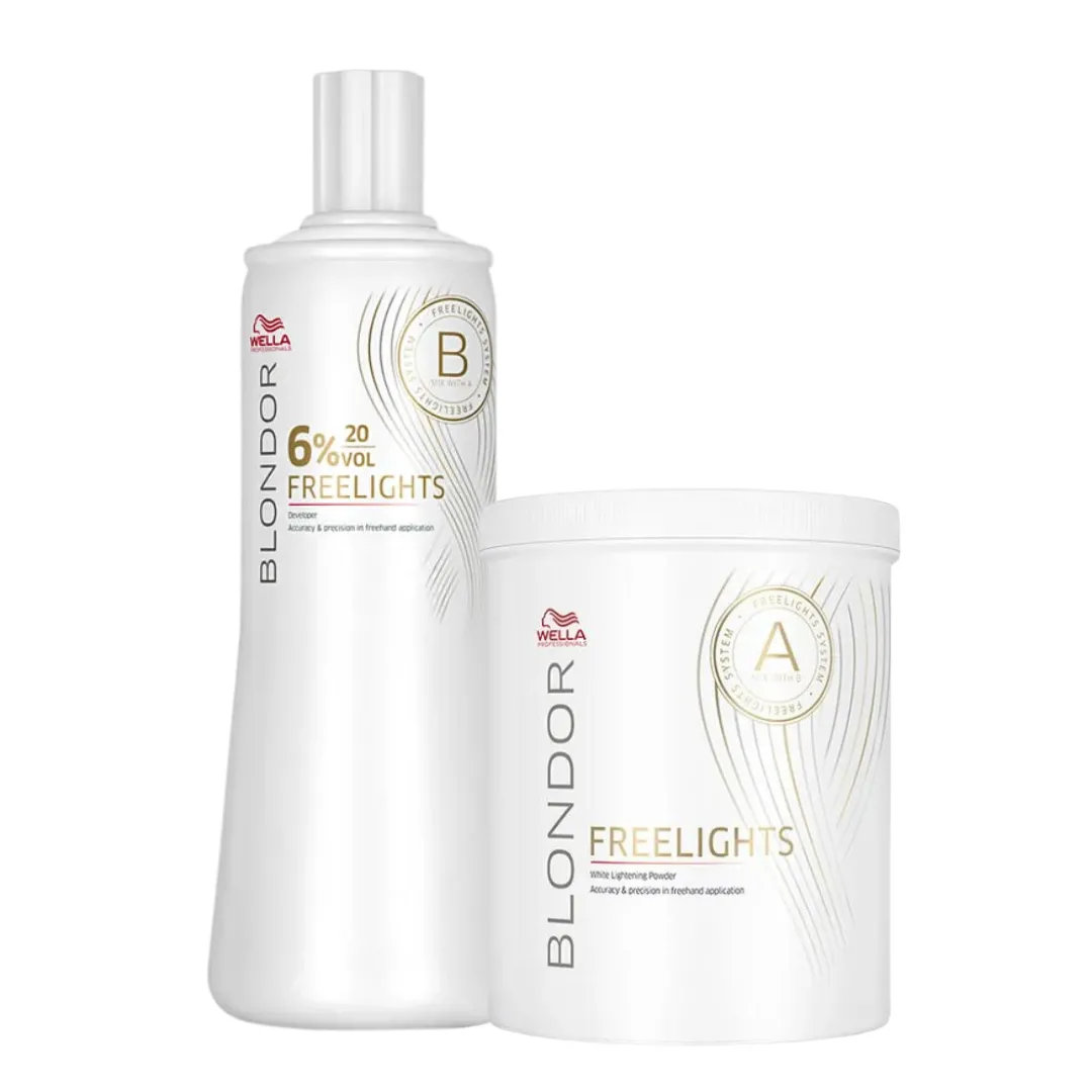 Kit Blondor Freelights Ox 6% 20V 1000ml + Pó Descolorante 800g