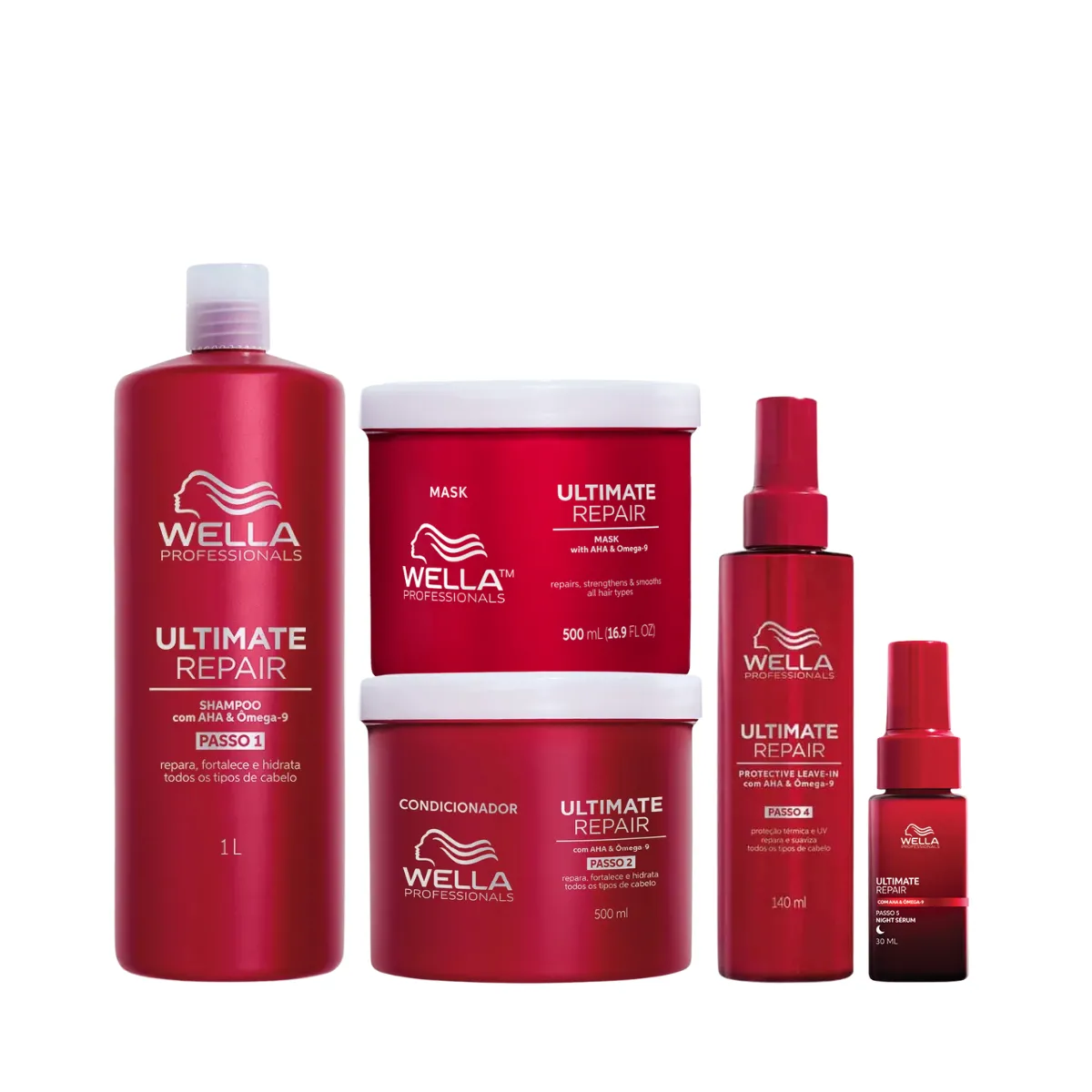 Wella Ultimate Repair Shampoo 1000ml + Condicionador 500ml + Mascara 500ml + Sérum Night 30ml + Leave-in