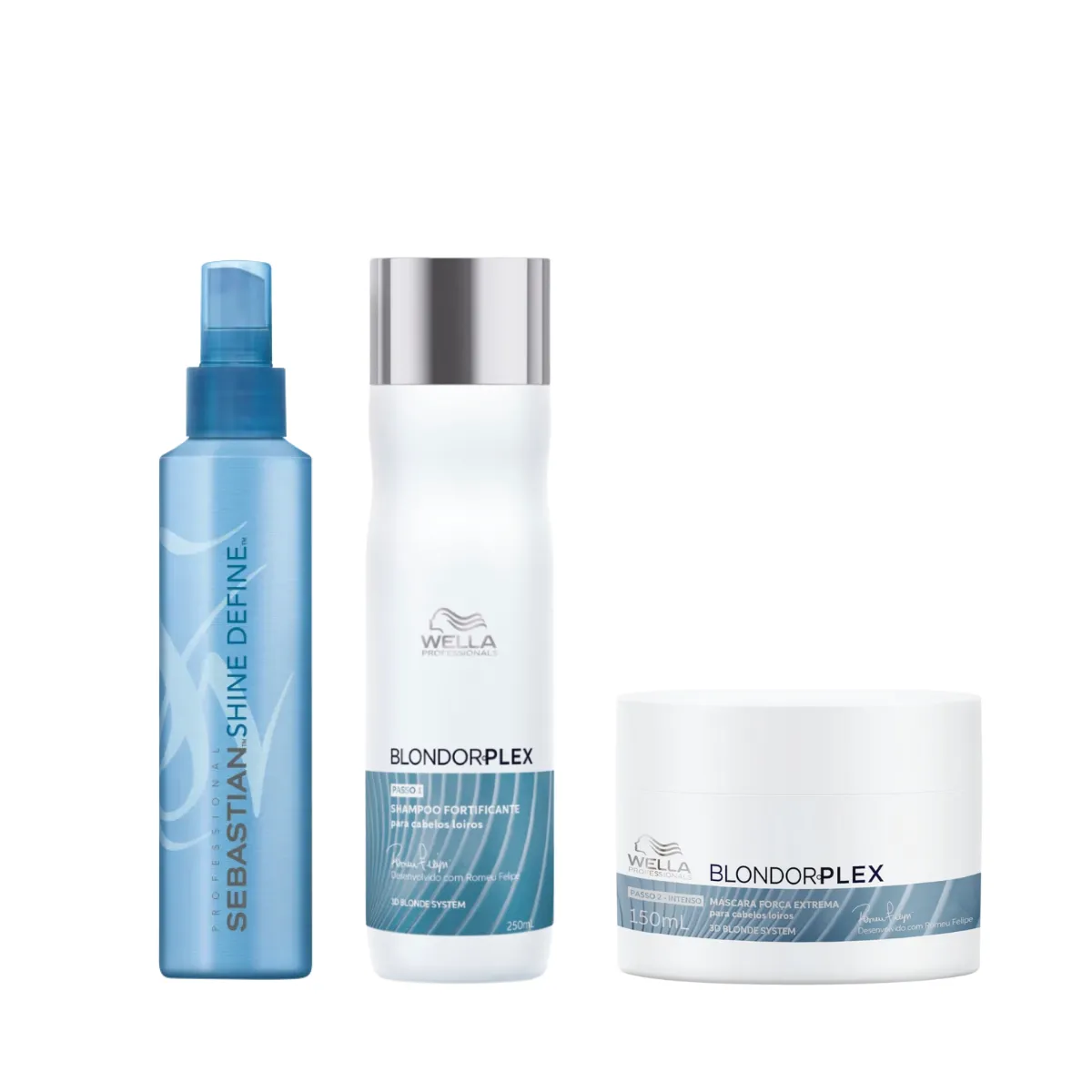 Wella BlondorPlex Shampoo + Mascara Reconstrução + Shine Finalizador