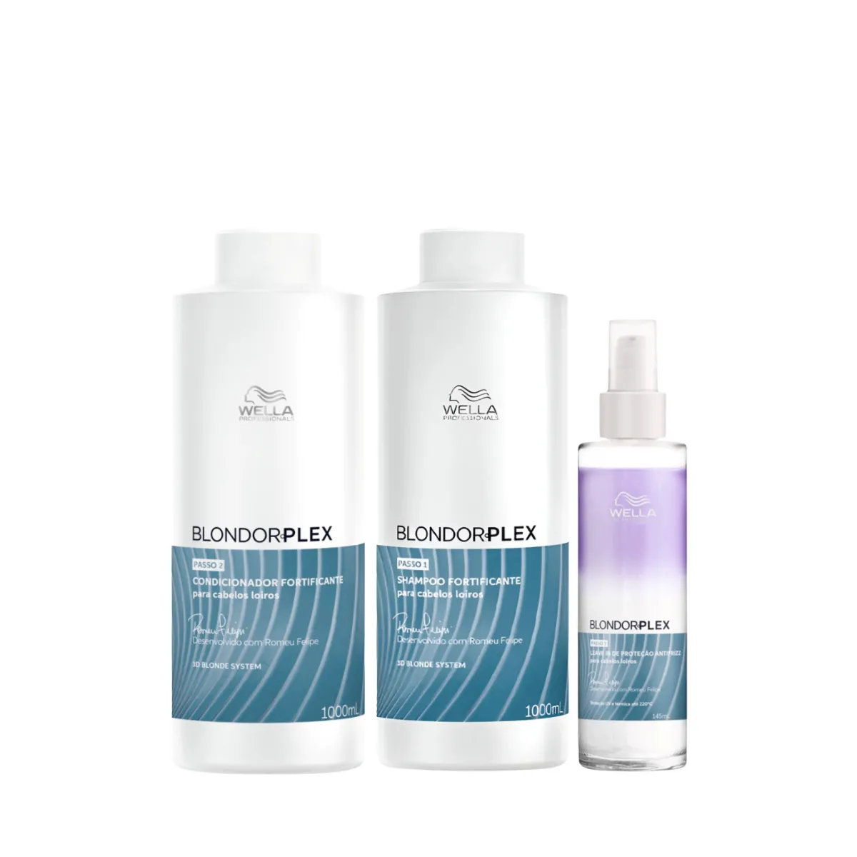 Wella BlondorPlex Shampoo 1000ml + Condicionador 1000ml + Leave-in Antifrizz