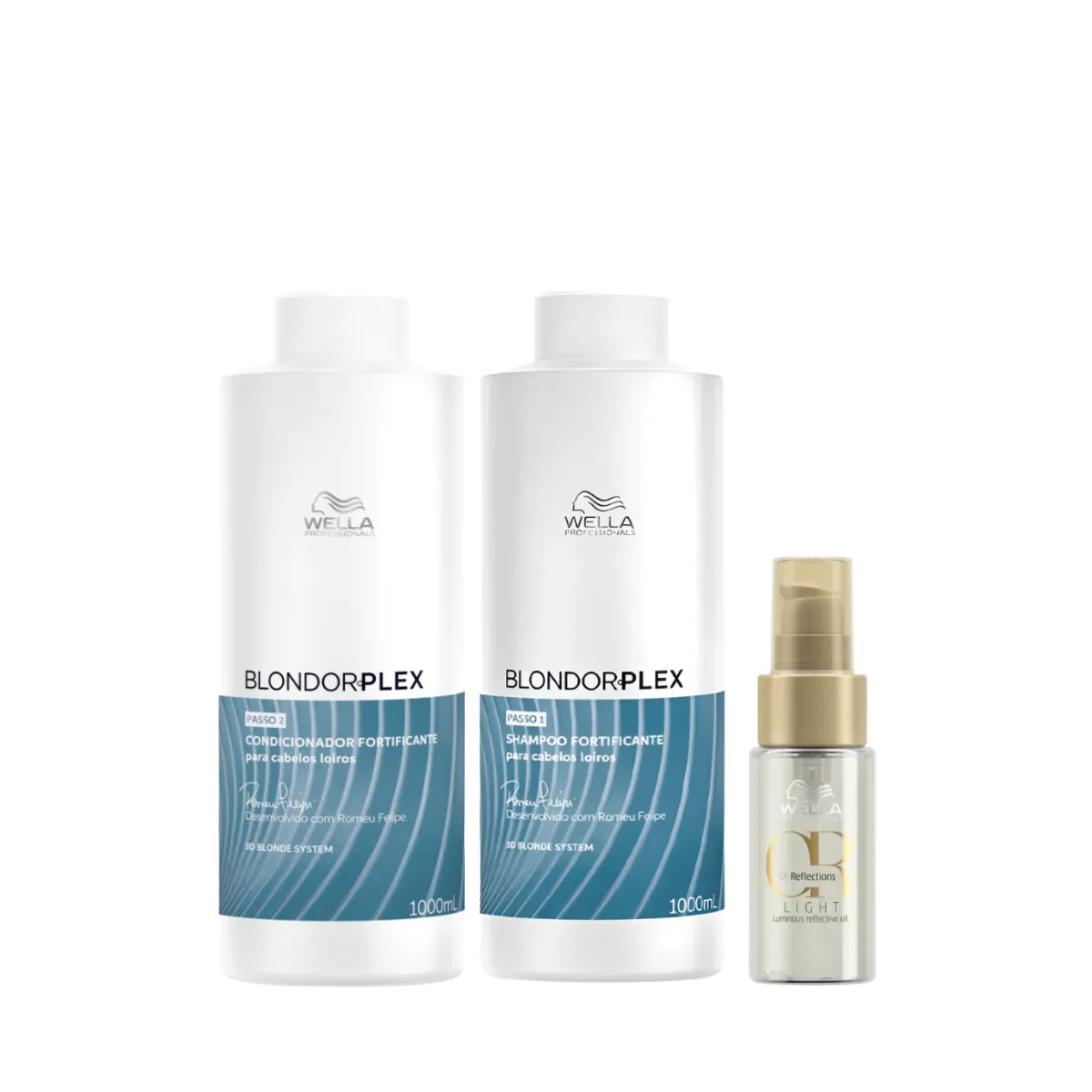 Wella BlondorPlex Shampoo 1000ml + Condicionador 1000ml + Óleo Light 30ml
