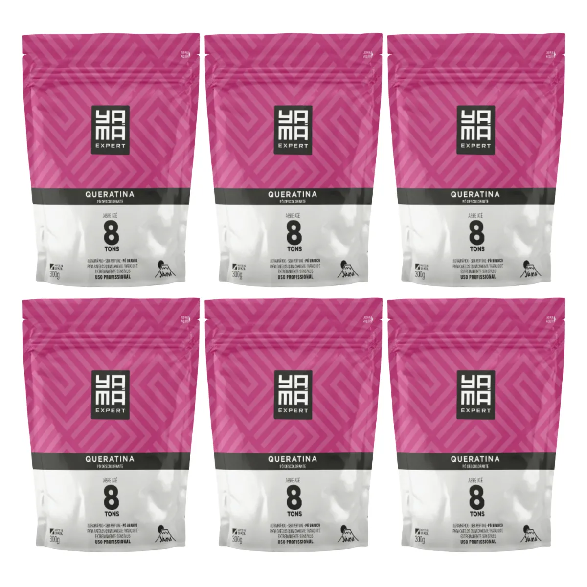 Yamá Pó Descolorante Refil Queratina 300g - 6 Unidades